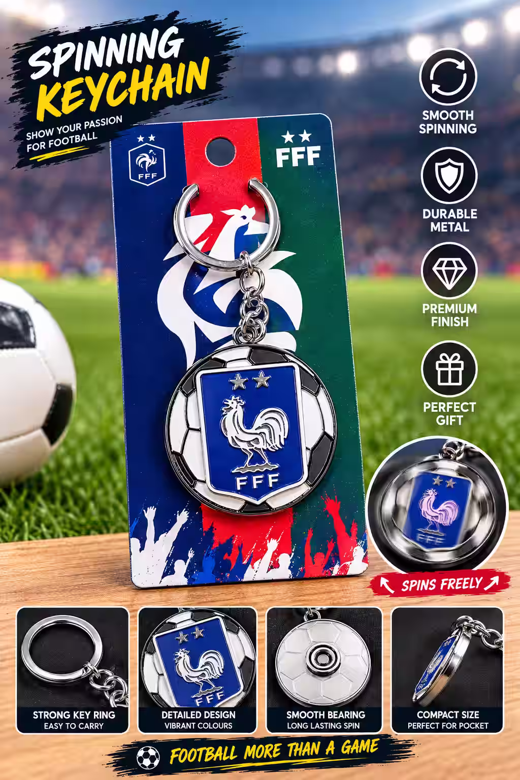 FRANCE SPINNER KEYCHAIN PREMIUM