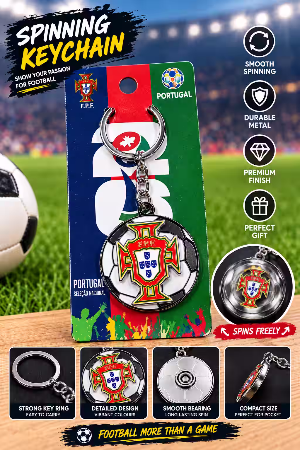 PORTUGAL SPINNER KEYCHAIN PREMIUM - Master Quality Football Kit India
